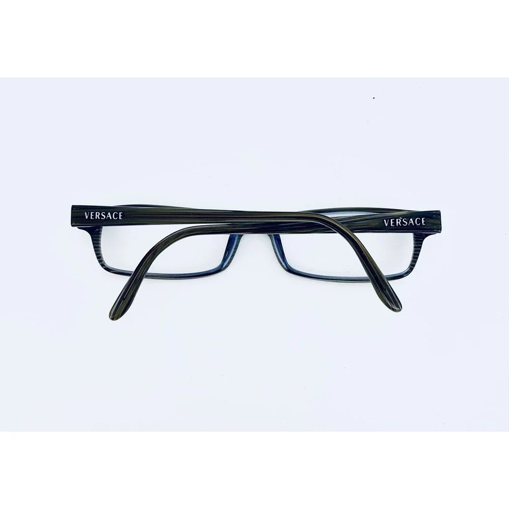 Versace Brown Blue Lucite Wood Style Rectangular Glasses Italy MOD 53 17 135